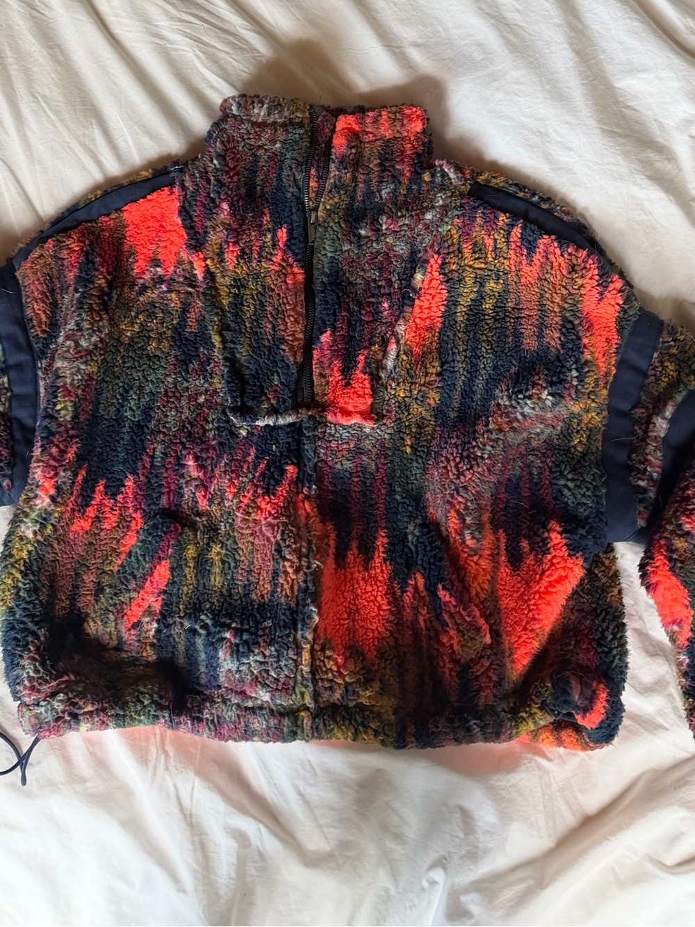 Free People Multicolor Sherpa Pullover Jacket - Neon Pink Accent
